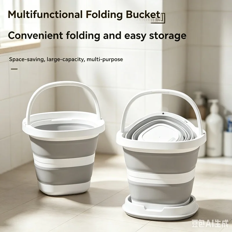 Collapsible Folding Water Bucket with Handle, Portable Multi-Purpose Pail for Home Outdoor Fishing Storage