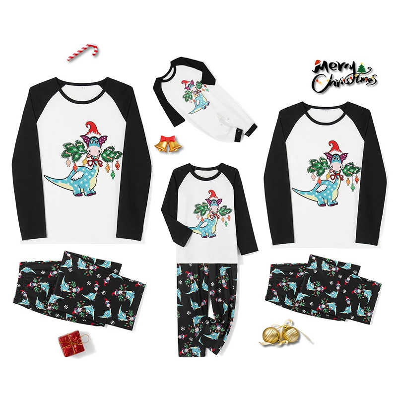 

Christmas Family Pajamas Matching Set with Reindeer Print Tops and Snowflake Pattern Pants Sleepwear for the Whole Family