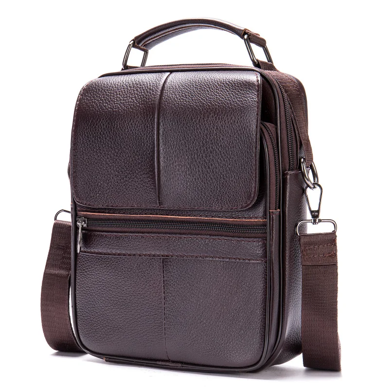 New Vintage MEN\'S cow leather top-handle shoulder bag large capacity male crossbody bag for men casual