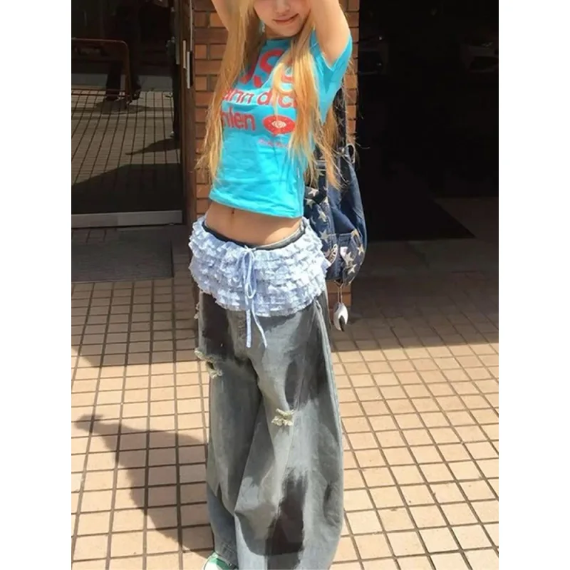 Women's Blue Dopamine Letter Printed Casual Versatile T-shirt Y2K Casual Street Short Sleeve 2026 New Style view 4
