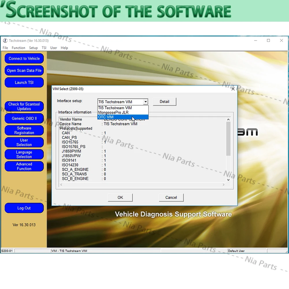 FOR OTC Scanner MINI VCI Techstream 16.30.013 Diagnostic software Automobiles and car part Auto Repair Scanning tool ECU ECM VCI