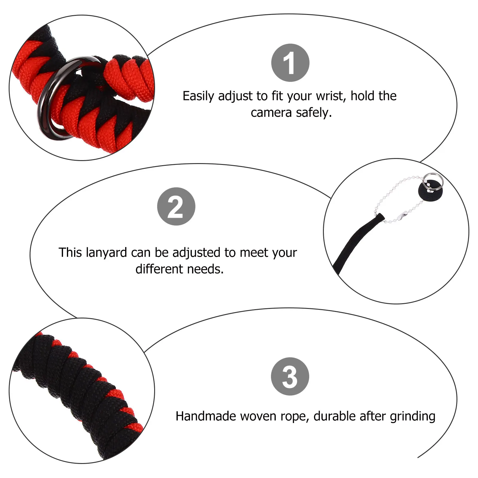 

Camera Wrist Strap Polyester Rope Outdoor Braided Ropes Stainless Steel Hand Lanyard