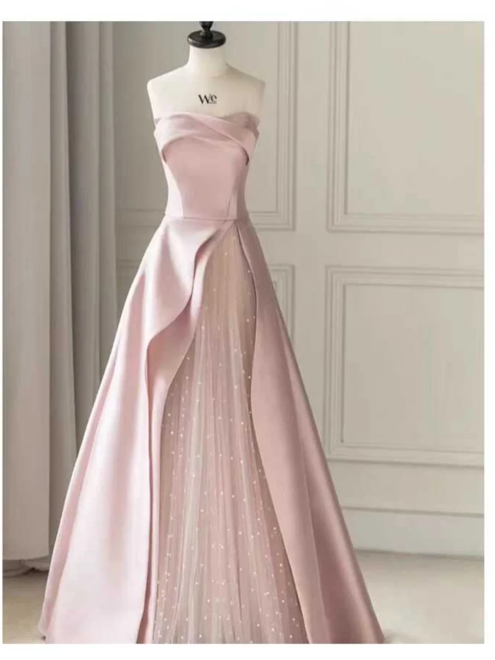 

Розовое вечернее платье без бретелек, женское, класса люкс, для свадебной церемонии, для ведущей, для торжества, длинное вечернее платье