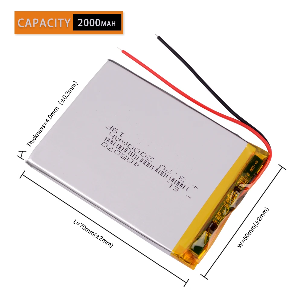 Termistore a 3 fili CE+Rohs 405070   3,7 V 2000 mAH 385070   Batteria ricaricabile ai polimeri di litio agli ioni di litio 405068   Batterie