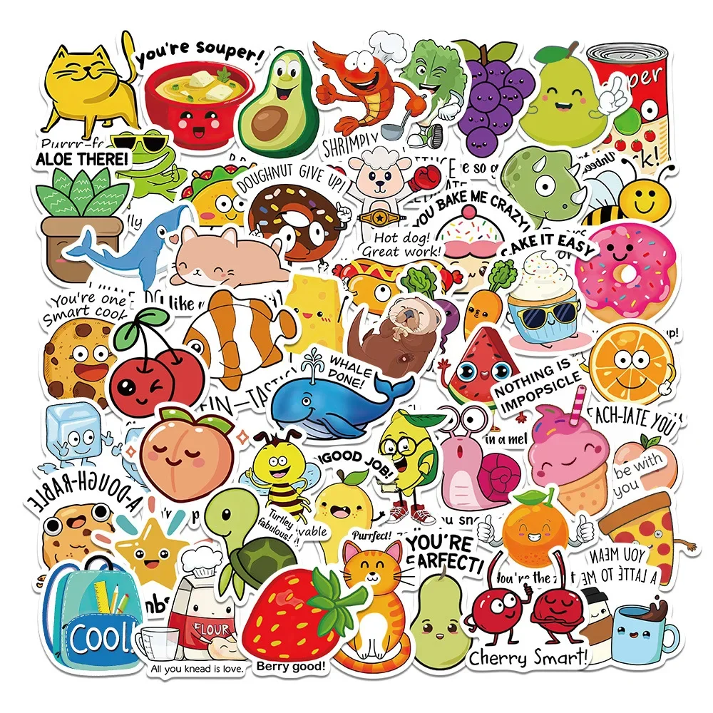 Imagem -02 - Waterproof Cartoon Graffiti Etiqueta Estética Engraçada Decorativa Bagagem Laptop Telefone Frigorífico Scrapbook Crianças 10 Pcs 30 Pcs 50 Pcs