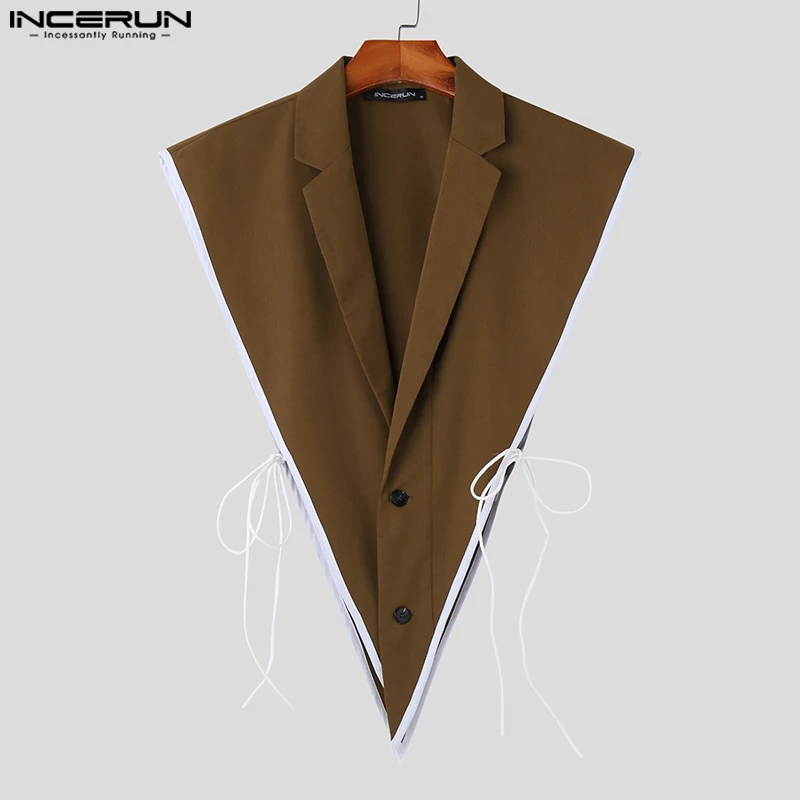 Men Vests Patchwork Lapel Sleeveless Lace Up Button Irregular Waistcoats Men 2023 Streetwear Fashion Casual Vests S-5XL INCERUN