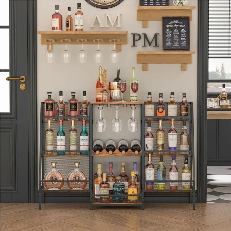 Bilateral floor-to-ceiling trapezoidal wine cabinet, wine display rack, wine cocktail rack