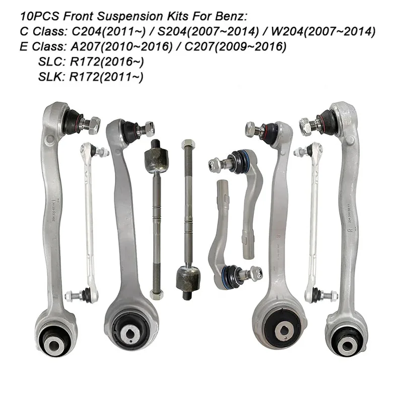 10PCS Front suspension Control Arm For Mercedes Benz C-Class C204 W204 S204 E-Class A207 C207 SLC R172 SLK R172