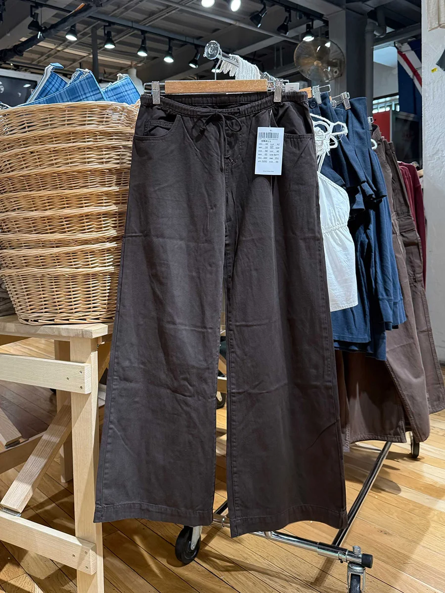 البني جيب الرباط البضائع بانت المرأة الجديدة منخفضة الخصر فضفاضة واسعة الساق بنطلون الإناث الشارع الشهير خمر كل مباراة سراويل تقليدية