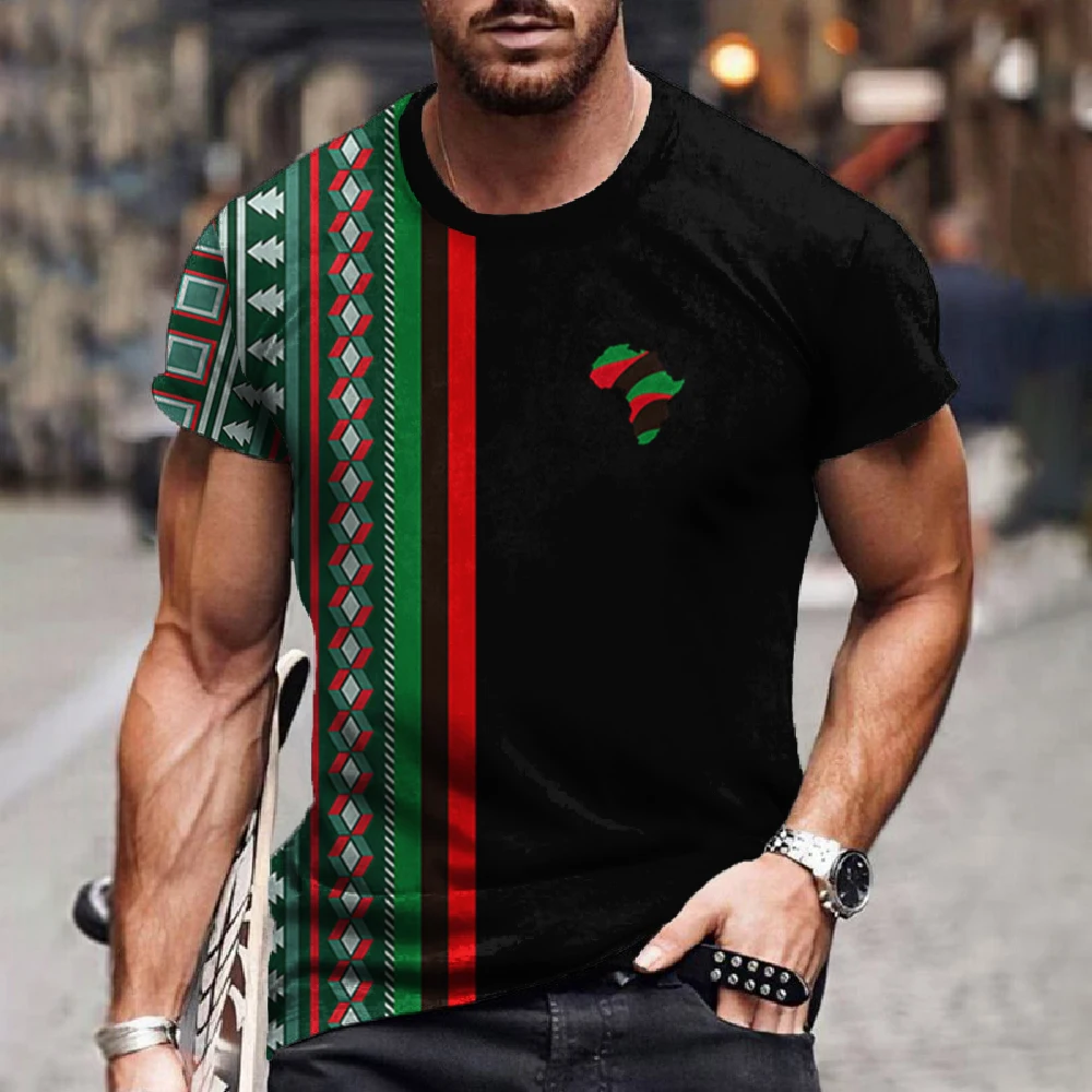 Men’s T Shirt Ethnic Tribal Dashiki T-Shirts African Patterns 3D Print Men Short Sleeve 0 Neck Harajuku Y2k Tees Tops Clothing