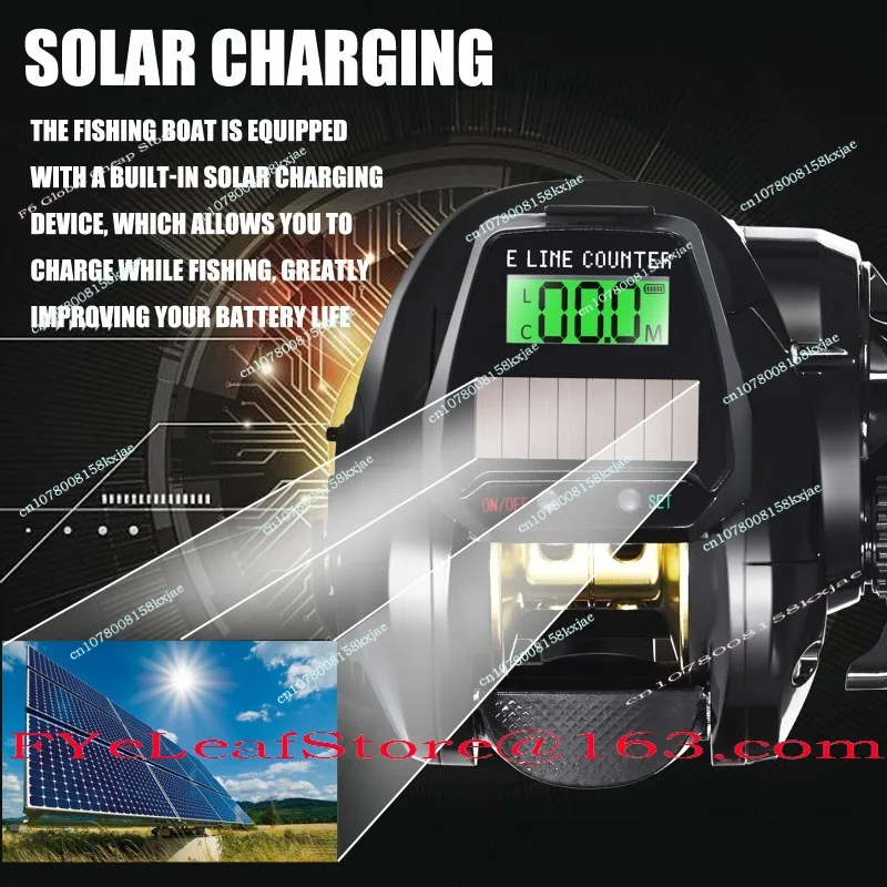 New Solar Digital Display Water Drop Wheel Freshwater Sea Beach Fishing Boat Fishing Long-distance Raft
