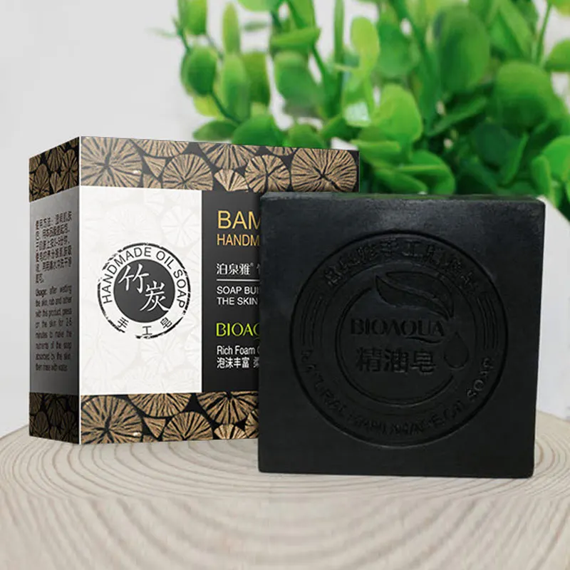 Bamboo Charcoal Handmade Soap Africa Nigeria Skin Cleansing Bleaching Remove Darkness Oil-Control  Essential Oil BodySoap