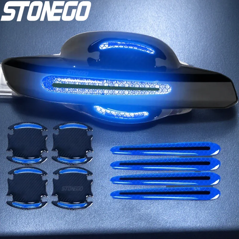 Universal Car Door Handle Scratch Protector Sticker Set 8 Pcs Paint Film Guard Protective Reflective Strips for Car Exterior