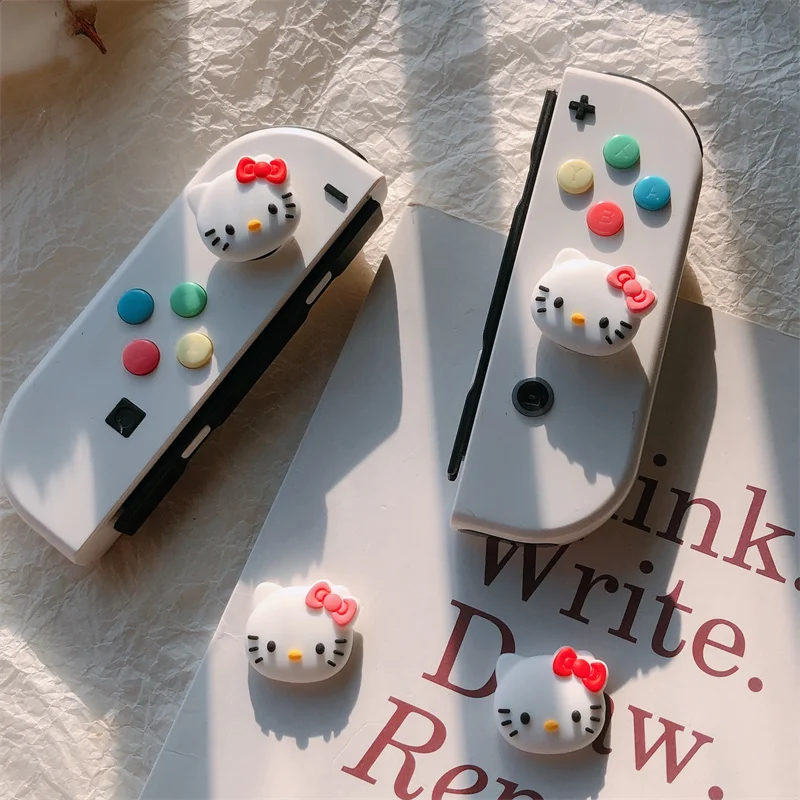 Cartoon Sanrio Switch Oled Grip Rocker Cap Hello Kittys Cute Kawaii Anime Silicone Stereo Stick Accessoires Toys for Girls Gift