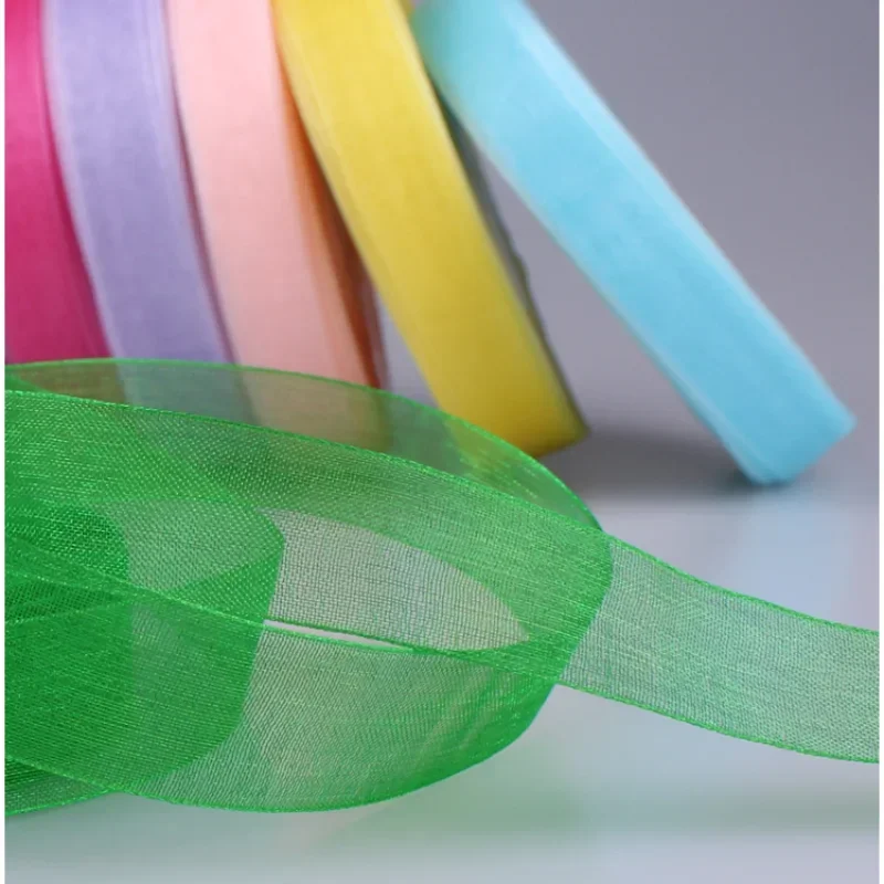 45Meters Organza Ribbon Width 12mm Chiffon Ribbon DIY Wedding Clothing Auxiliary Materials Decoration Handicraft Accessories