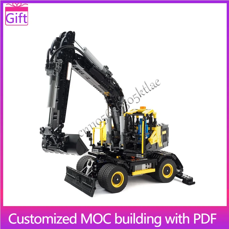 Hot 2116 PCS MOC Customize Engineering Wheeled Excavator Technology Building Blocks Model Creative Children Toys Birthday Gifts