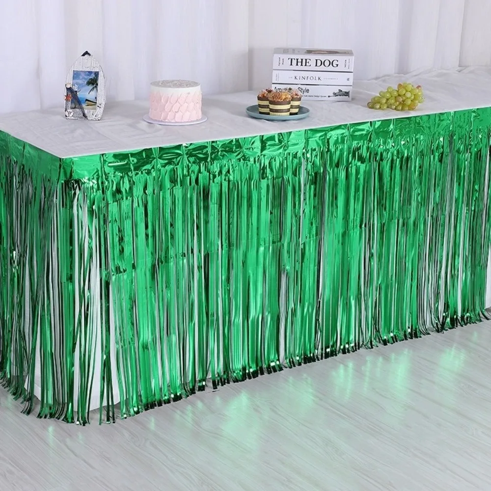 Para Fiestas, Falda de Mesa Colorida Multicolor de 275*75cm, Cortinas de Flecos Metalizados, Manteles, Decoración de Mesa