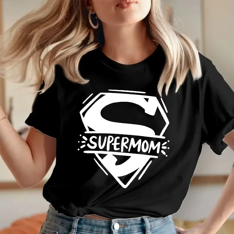 

Summer 2026 Mother's Day T-shirt - Great Mom - SuperMom- Polyester Fabric, Breathable - White, Black, Red Top - Sizes S-XXL