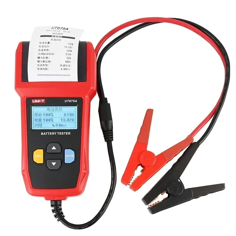 

Capacity Load Tester Cranking System Test 40-2000CCA 12V 24V DC Charger UNI-T Car Battery Tester Analyzer UT675A