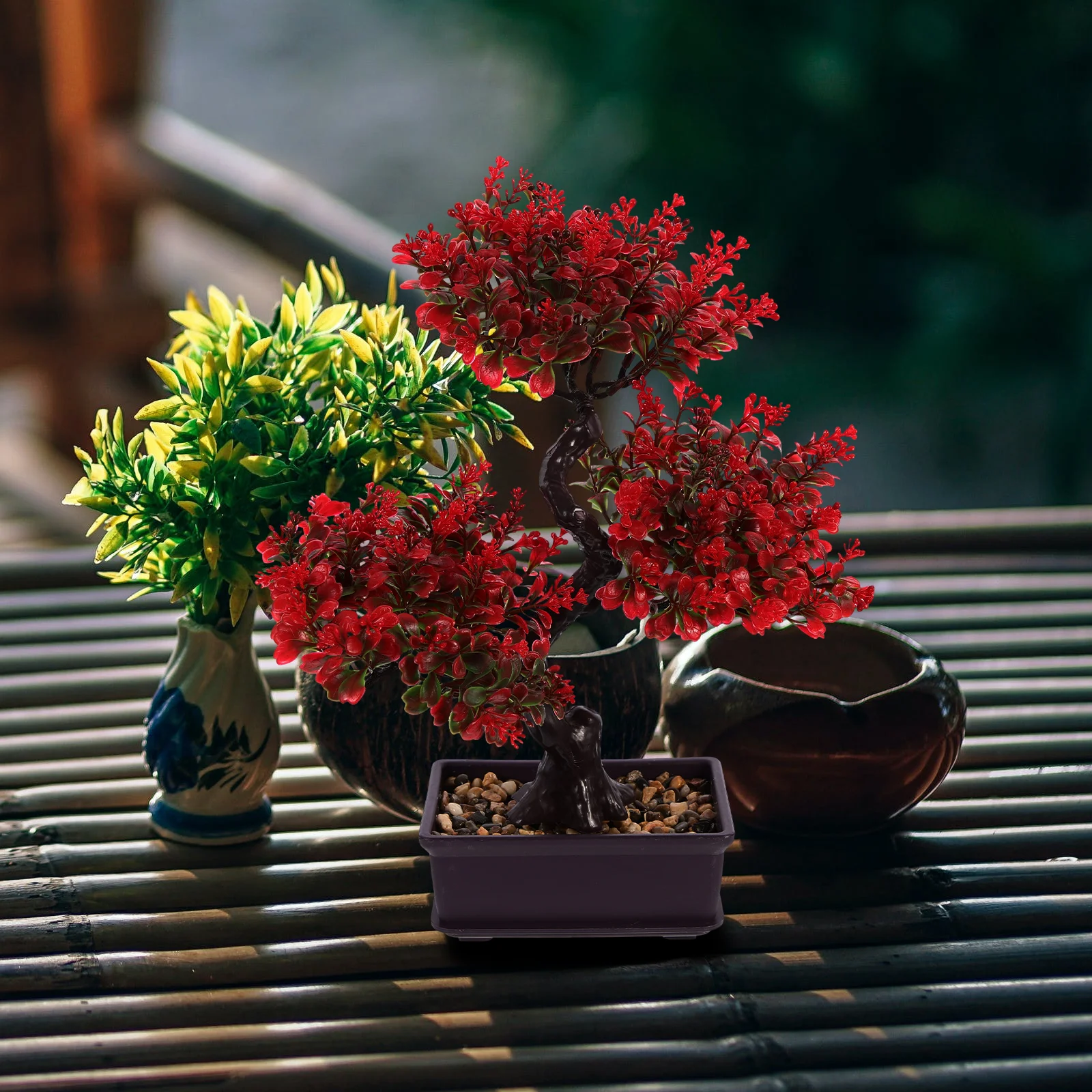 

Artificial Plant Bonsai Home Decor Plants Potted for Bookshelf Fake Easy to Clean Plastic Desktop