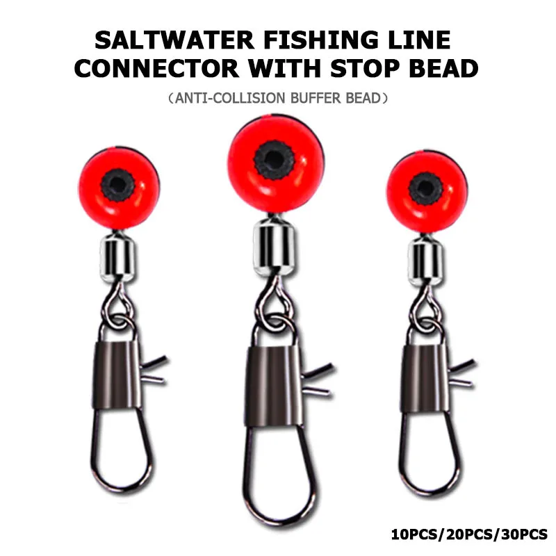 10Pcs/20Pcs/30Pcs Multi-Purpose Rock Fishing Float Connector with Anti-Collision Bead & Snap Clip, Fits Abo Floats for Angling