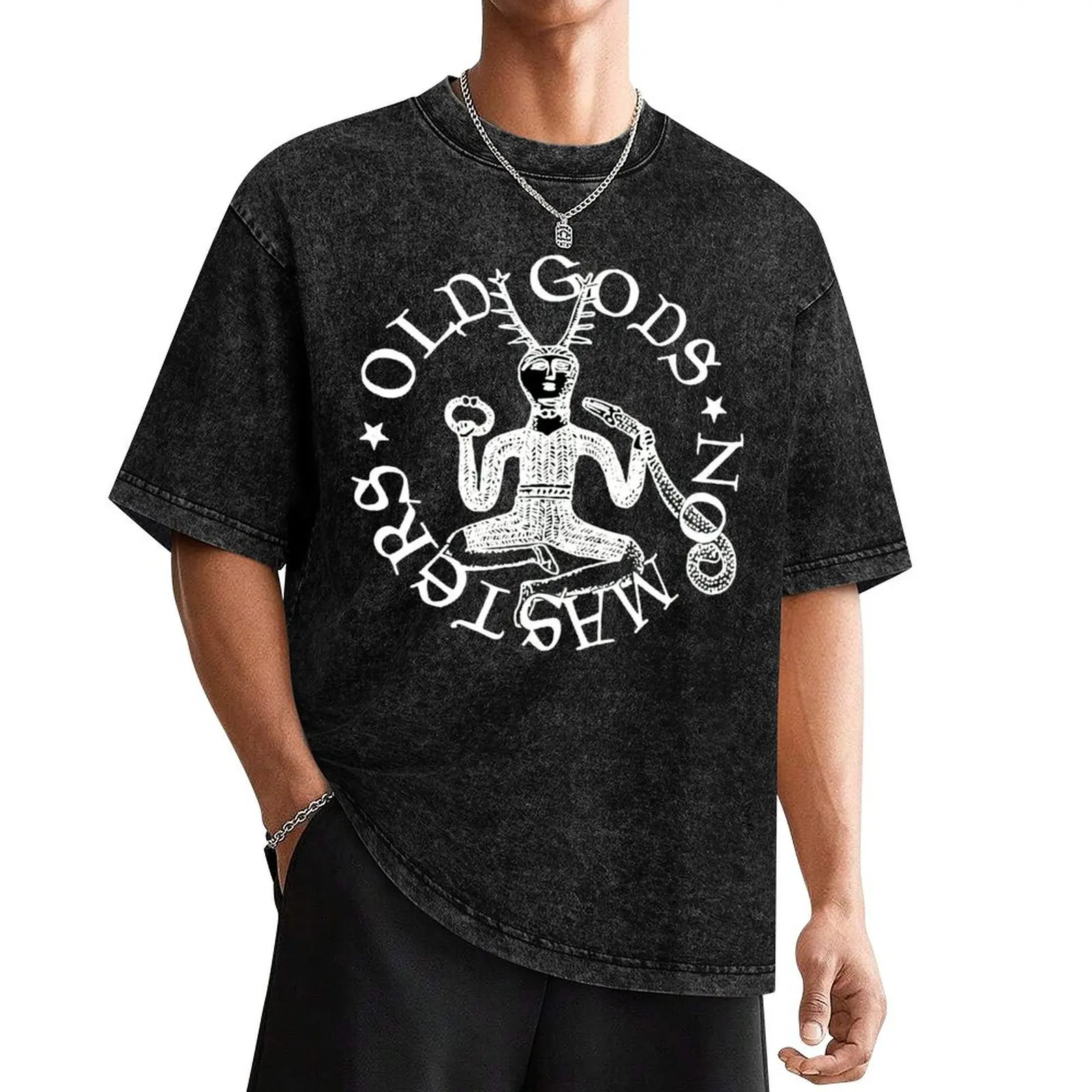 ORG Old Gods No Masters T shirt - green (Horned God, Cernunos, pagan, witchcraft) T-Shirt funny gifts shirts men