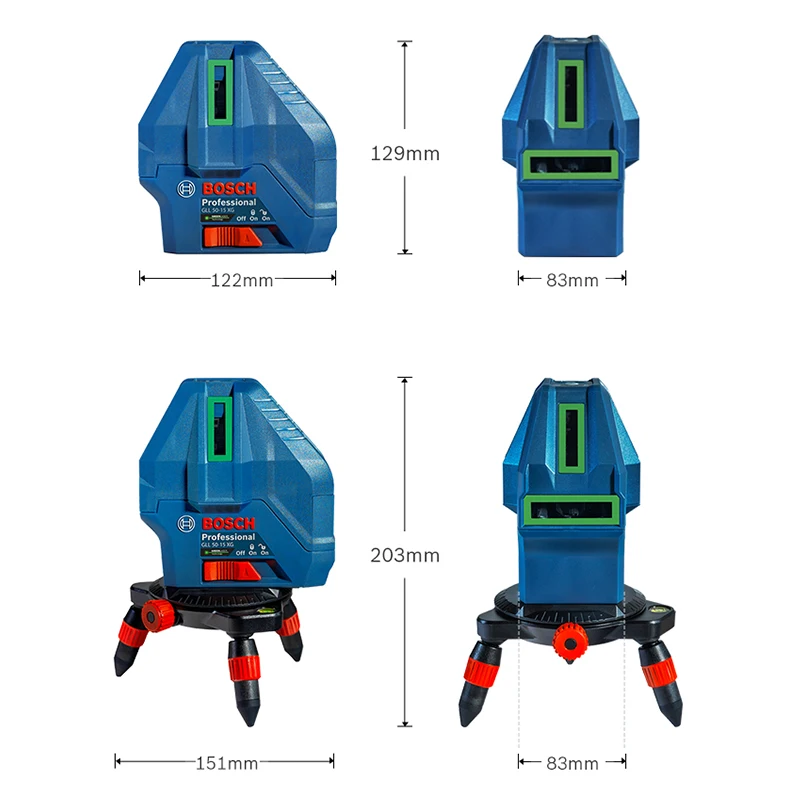 Bosch GLL 50-15 XG Professional Laser Level 5 Lines Green Beam 3D Self-leveling Horizontal & Vertical Cross Measuring Tool