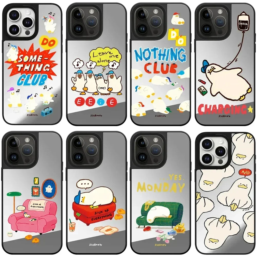 

Cartoon Duck Life Mirror Magnetic iPhone 11 12 13 14 15 Pro Max Protective Case