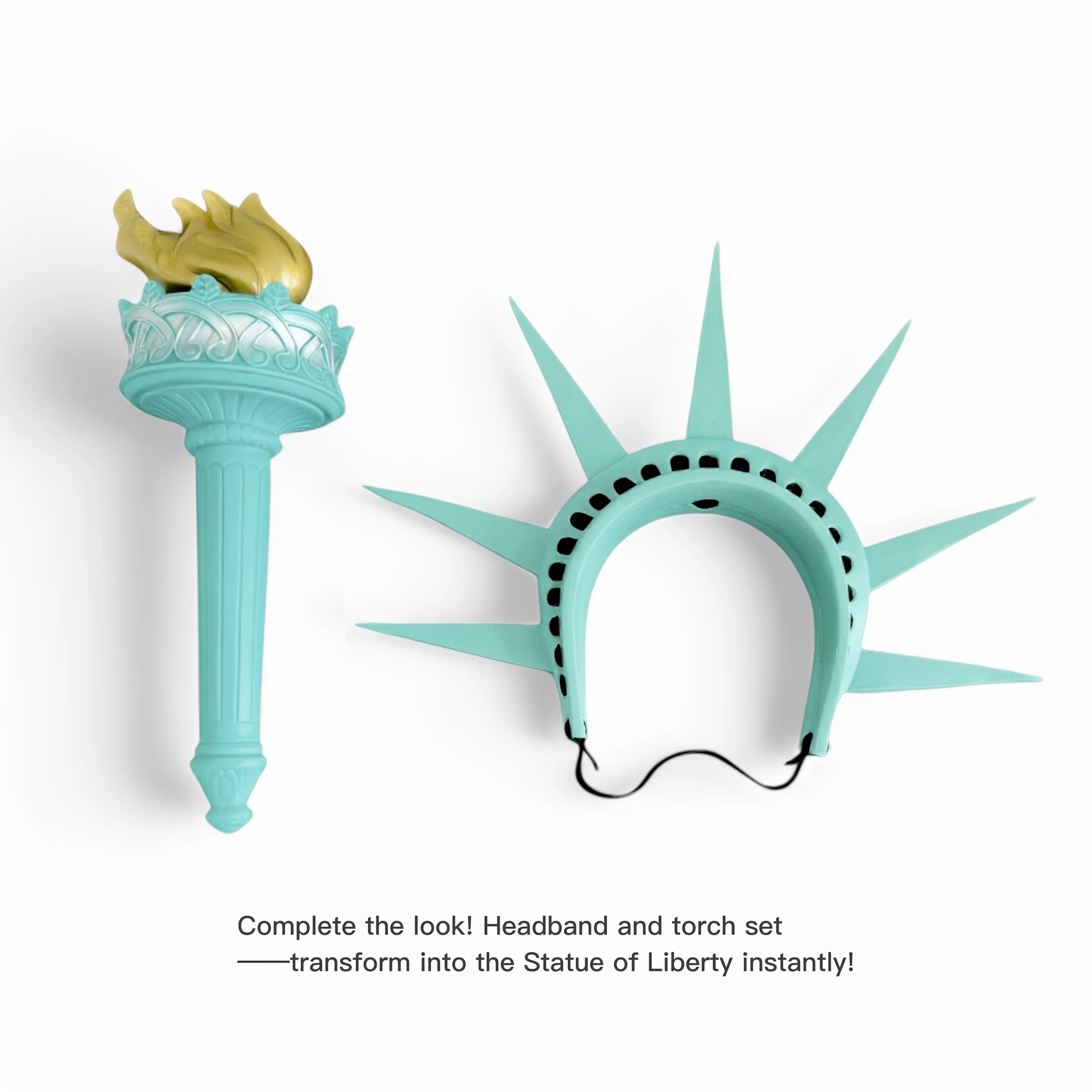Liberty Crown Stirnband mit Fackel-Requisite, Festival-Party-Cosplay-Dekoration, Unabhängigkeitstag-Kostümzubehör für Themenpartys – Detail 1