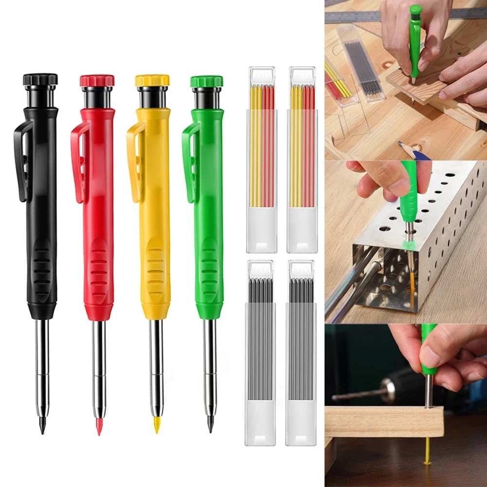 

8pcs/set Solid Carpenter Pencil Joiner Marker Woodworking Pencil Marking Tool Multi Colors With Built-In Sharpener