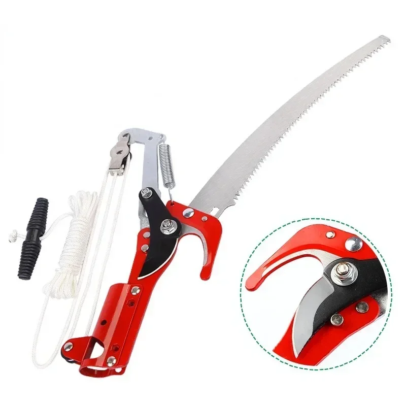 High Altitude Three Pulley Pruning Scissors Tree Pruner Branches Cutter Garden Shears Saw Fruit Pick Cutting Tools Without Rod