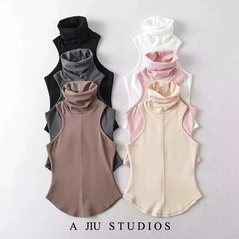 

Street Sle Slim Fit Tank Top Women's Sexy High Collar Workwear Sle Casual oulder Digging Tight Body a Top