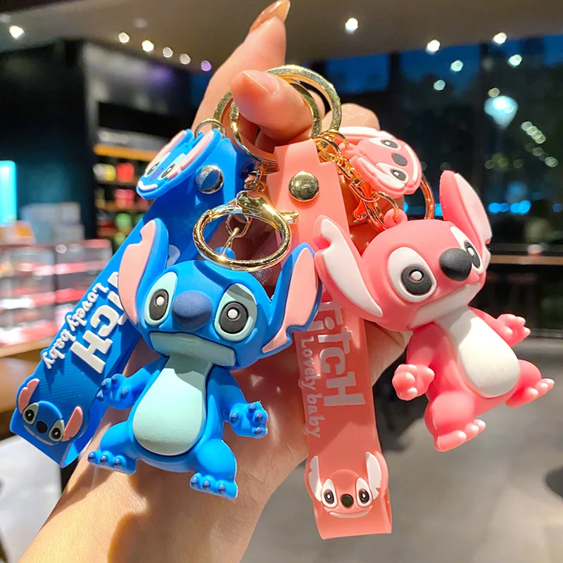 

Cute Stitch Toys Keychian Anime Stitch Pendant Keychain Sweet Girls Angel Keychians Women Car Keyring Girl Birthday Gift 1pcs