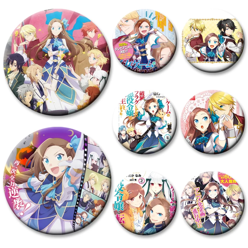 

My Next Life As A Villainess Ll Routes Lead To Doom! Pin Cute Anime Figure Brooches Round Cartoon Badge Backpack Accessorie Gift
