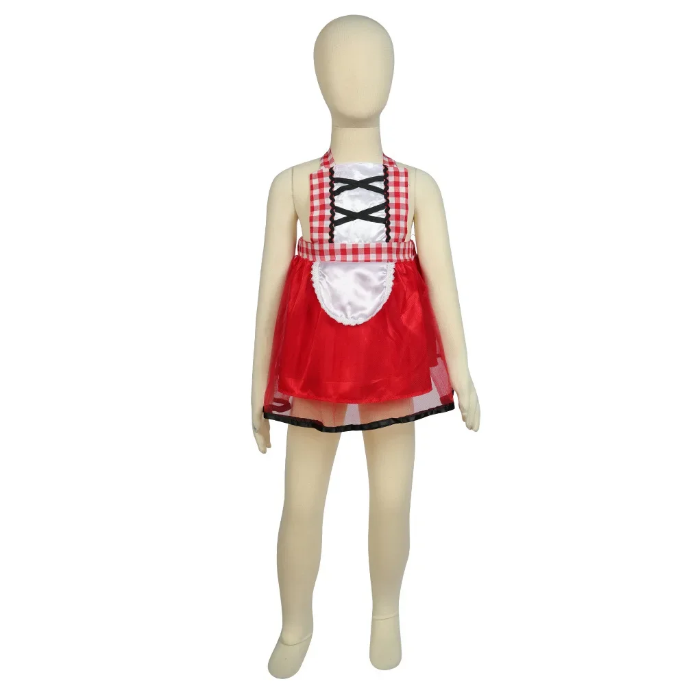 Kinder-Märchenbuch-Kostüm für Mädchen, Rollenspiel-Partykostüm, Kapuzenumhang, Rot Karierter Rock mit Schnürung, Halloween-Feiertagsoutfit – Detail 15