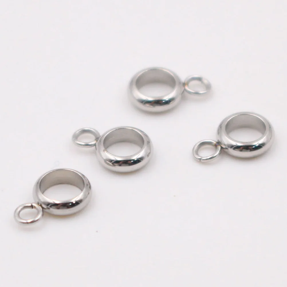 

100pcs Stainless Steel Bail Beads Spacer Column Loop Hanger for DIY Necklace Bracelet Metal Charm Accessories Craft