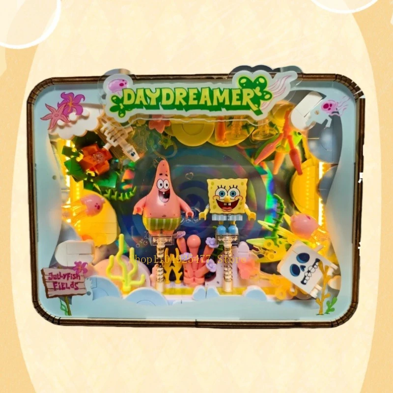 

AREAX SpongeBob SquarePants Building Blocks Light Star Photo Frame Trendy Assembly Model Building Blocks Toy Children's Gift