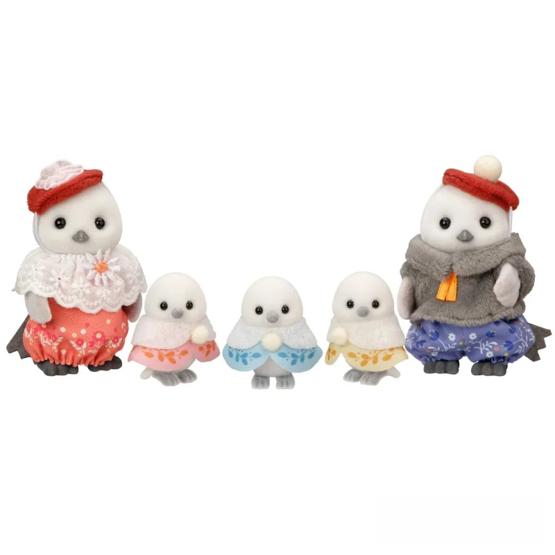 New Forest Bag Family Anime Figure The Little Bird Family Set Cute Flocking Doll Decoration Model Toy Ornaments Collection Gift