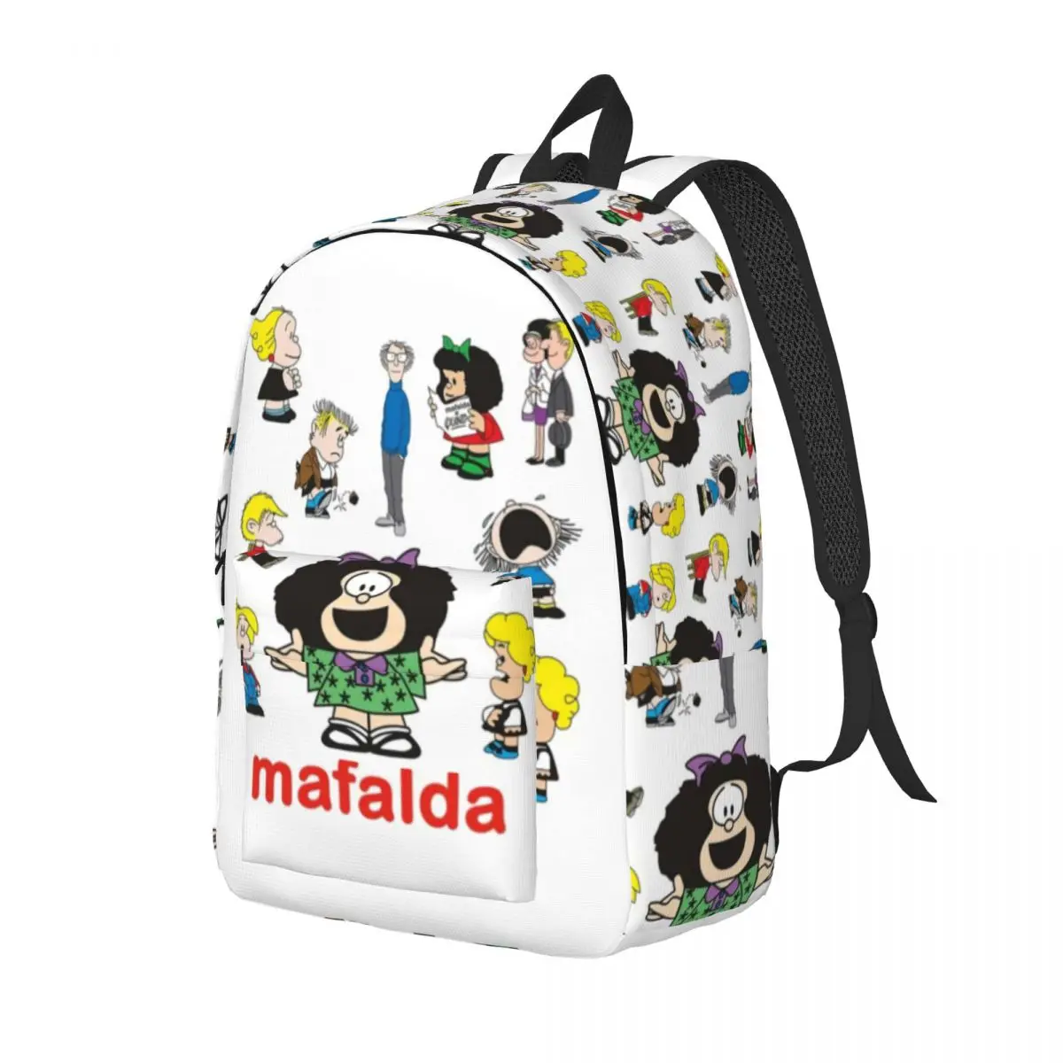 Mafalda And Family Poster Backpack for Preschool Primary School Student Bookbag Boy Girl Kids Daypack Gift