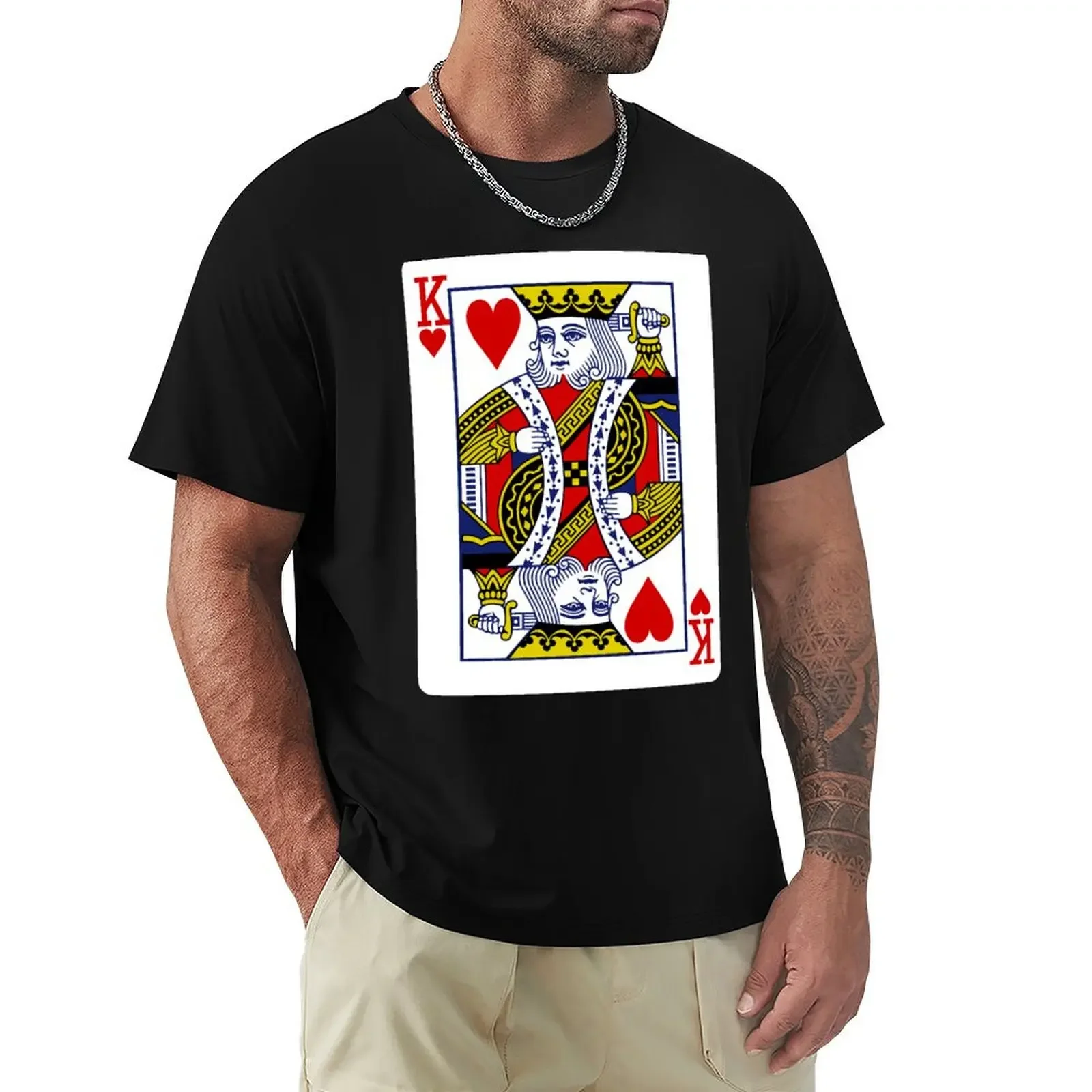 King of Hearts Playing Card T-Shirt custom t-shirts boys animal print sweat T-shirts for men cotton