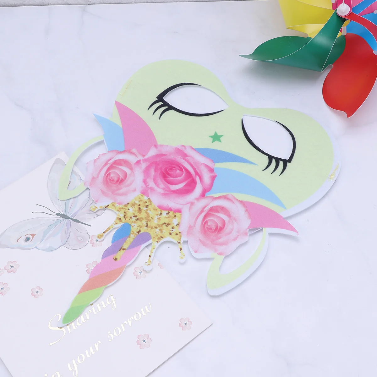 Máscara de unicornio para niños, artesanía de papel Premium, disfraz de fiesta, Cosplay, mascarada, accesorio de fotografía de cumpleaños