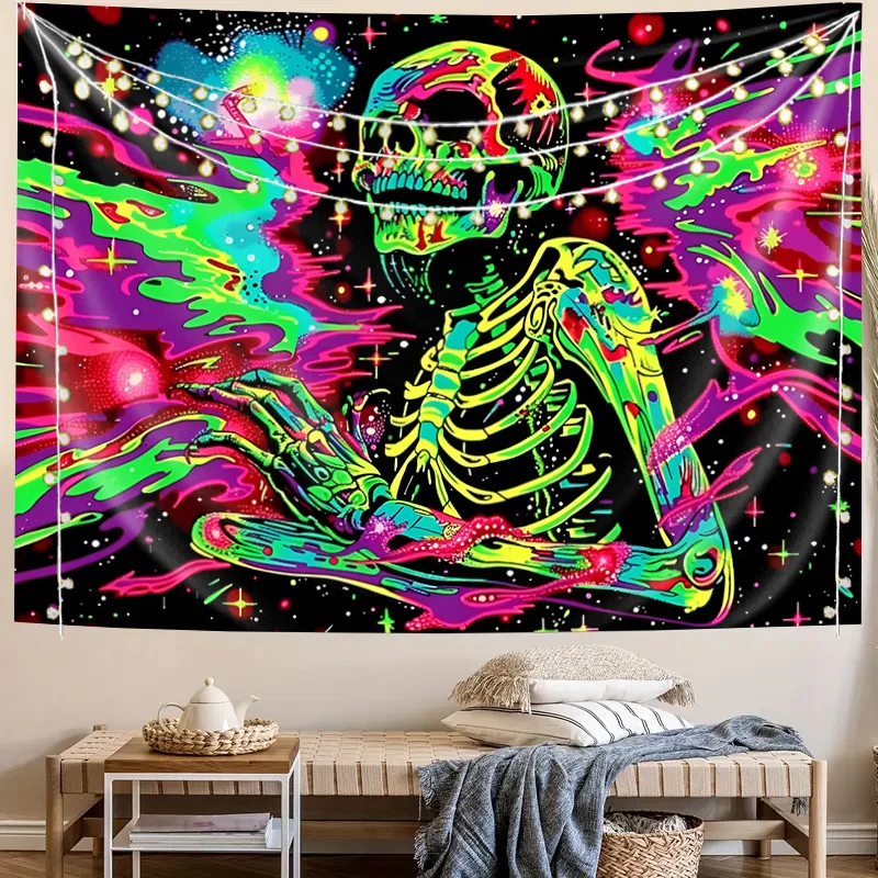 VIKAMA مخدر الجمجمة السماء المرصعة بالنجوم نسيج الألعاب غرفة نوم الموسيقى موضوع حفلة غرفة المعيشة ميزة جدار الشنق ديكور الغرفة #4