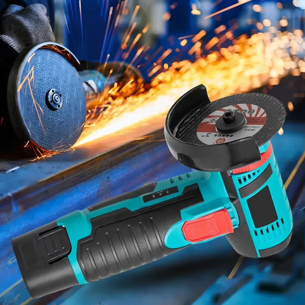 Mini Angle Grinder Brush Cutter 12V Cordless Small Polishing Machine Cutting Portable Polisher Saw Blade Home DIY Power Tool