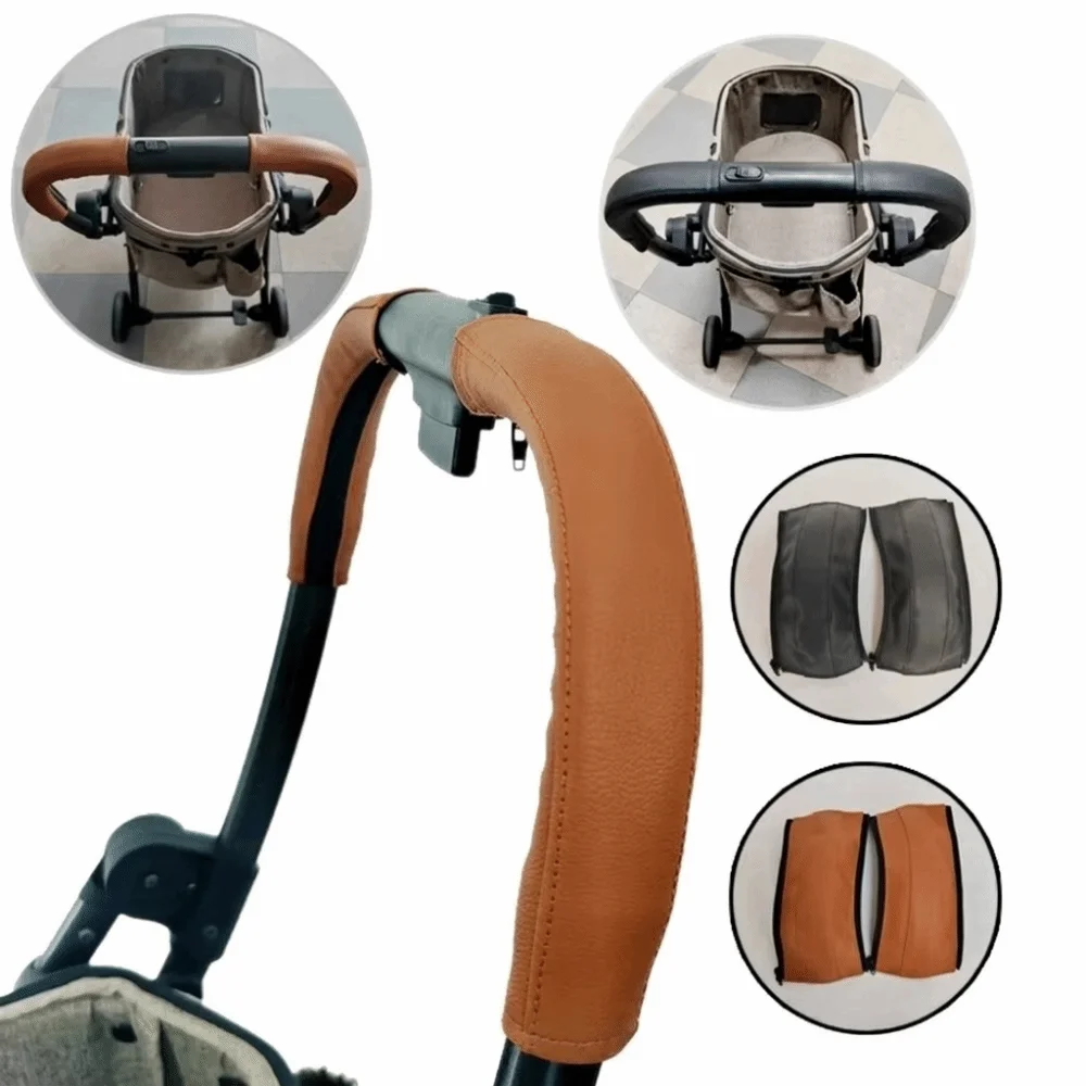 Soft PU Leather Stroller Handlebar Covers Ergonomic Design Universal Pram Handle Case Bumper Protector Baby Stroller Armrest