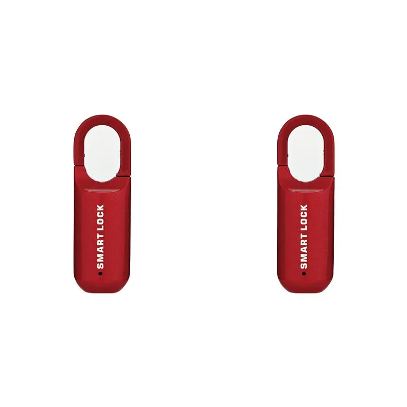 【CYBER MONDAY】2X Fingerprint Padlock M01 Smart Door Lock Keyless USB Rechargeable Security For Home Bike Locker Red