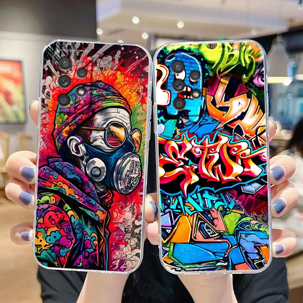 Clear Phone Case For Samsung A13 A20 A20S A21S A22 A23 A31 A32 A42 A51 A52 A53 A71 A72 4G 5G Case Street Graffiti Spray Painting