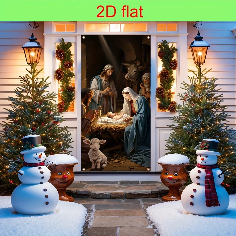 

2D плоский, баннер на дверь для рождественской вечеринки