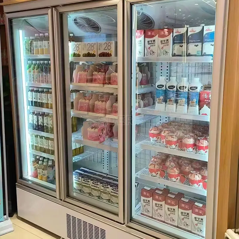 تخصيص العرض العمودي الفريزر التجاري تستقيم المبرد خزانة المواد الغذائية المجمدة مع باب زجاجي للسوبر ماركت