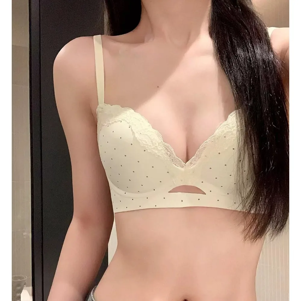 BANERDANNI Women Bra No Steel Ring Seamless Push‑Up Brassiere Small Breast Side Collection Anti Sag Summer Adjustable Underwear