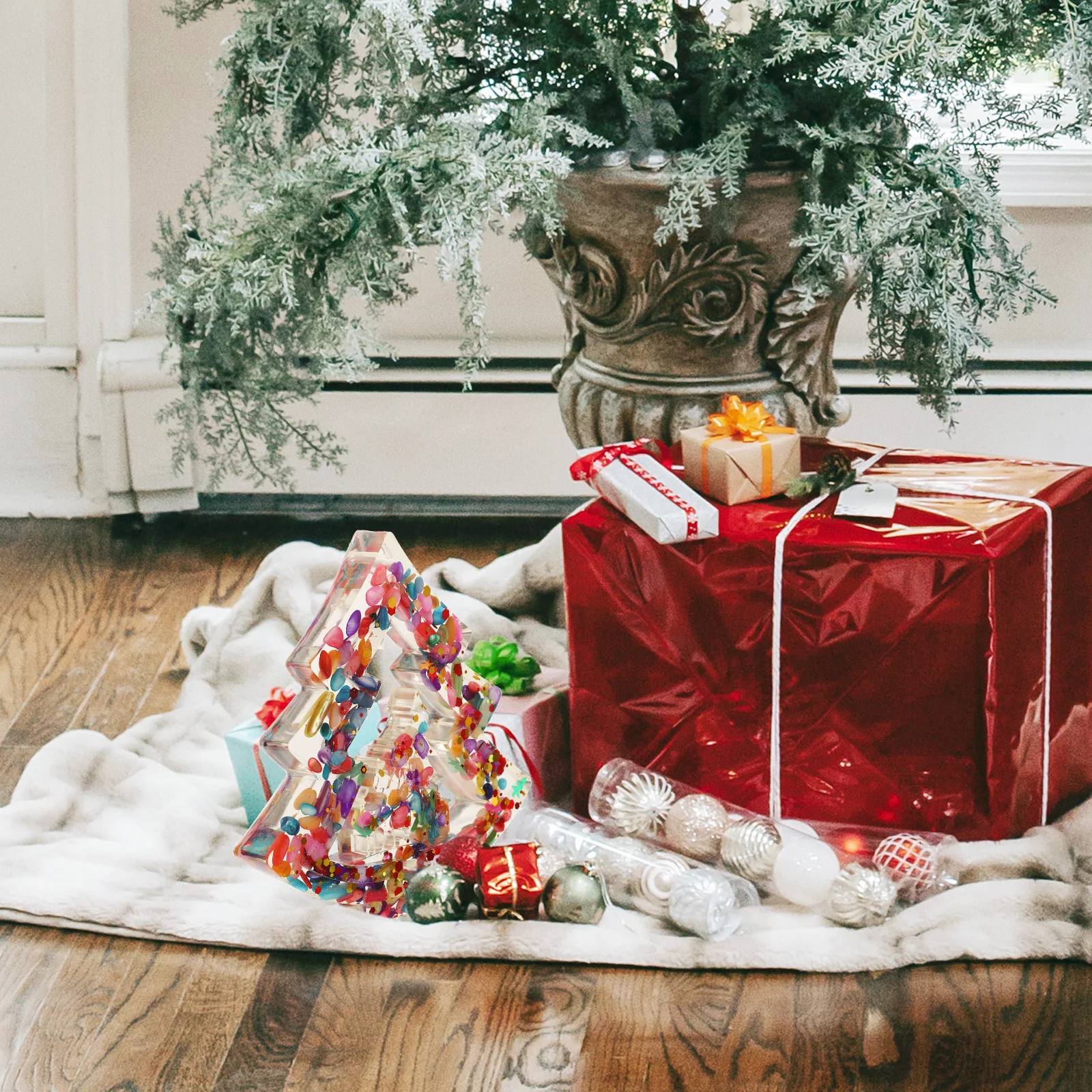 

Decor Small Christmas Tree Ornaments Crystal Xmas Trees Colorful Decorative Indoor Decorations